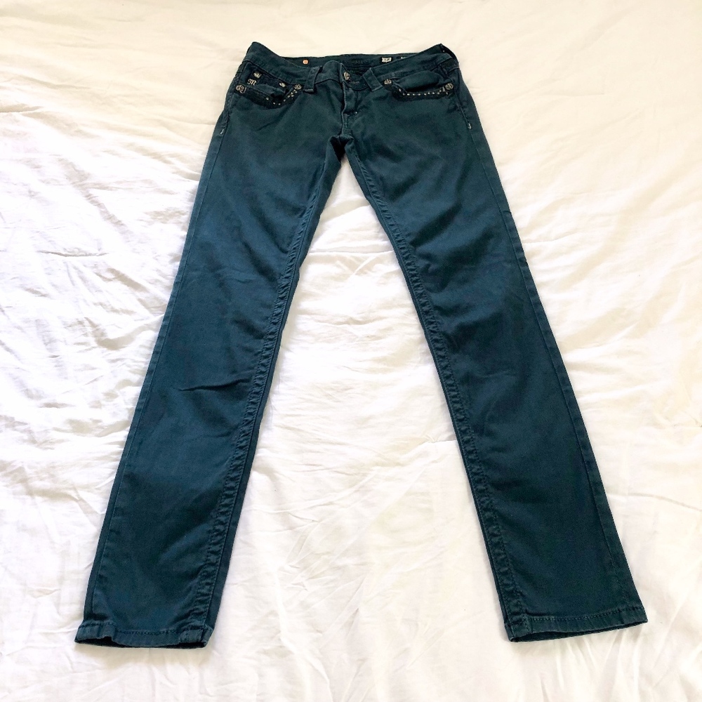 Miss Me Teal Skinny Jeans Size 28